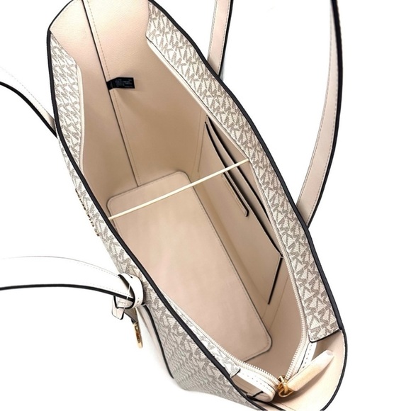 Michael Kors Pratt Large Signature Logo Tote Bag Light Cream Multi - Picture 9 of 10